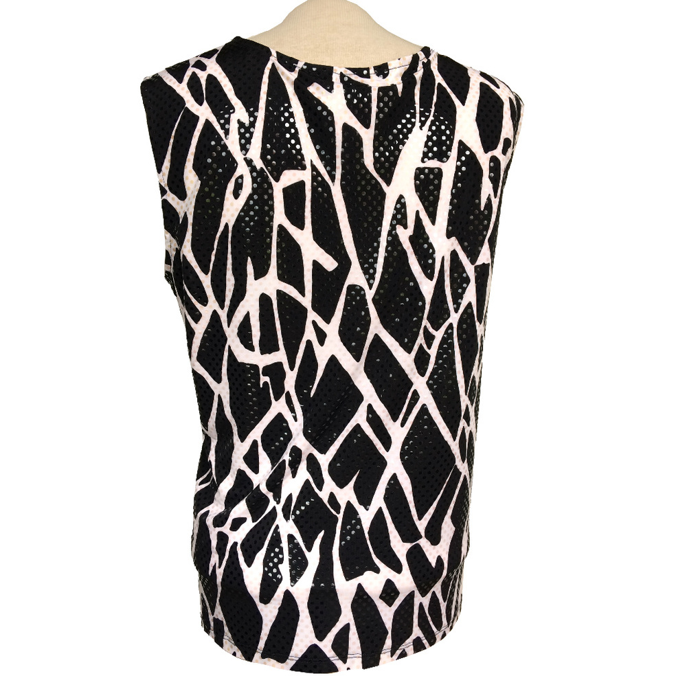 Tanjay Black White Sparkly Sleeveless Blouse PL - Picture 3 of 5